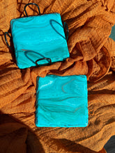 Load image into Gallery viewer, Teal Marble on Slate - 4 Set Coasters
