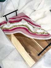 Load image into Gallery viewer, “Rosa” Pink Agate Inspired Tray with Genuine Clear Quartz
