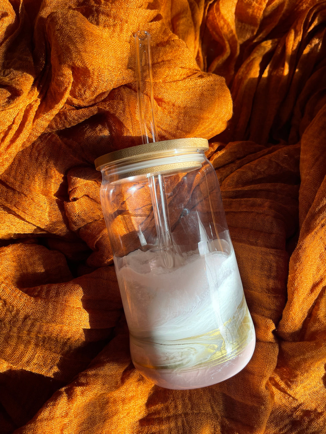 LOVE Dusty Pink Ocean Island Beer Can Shaped Glass