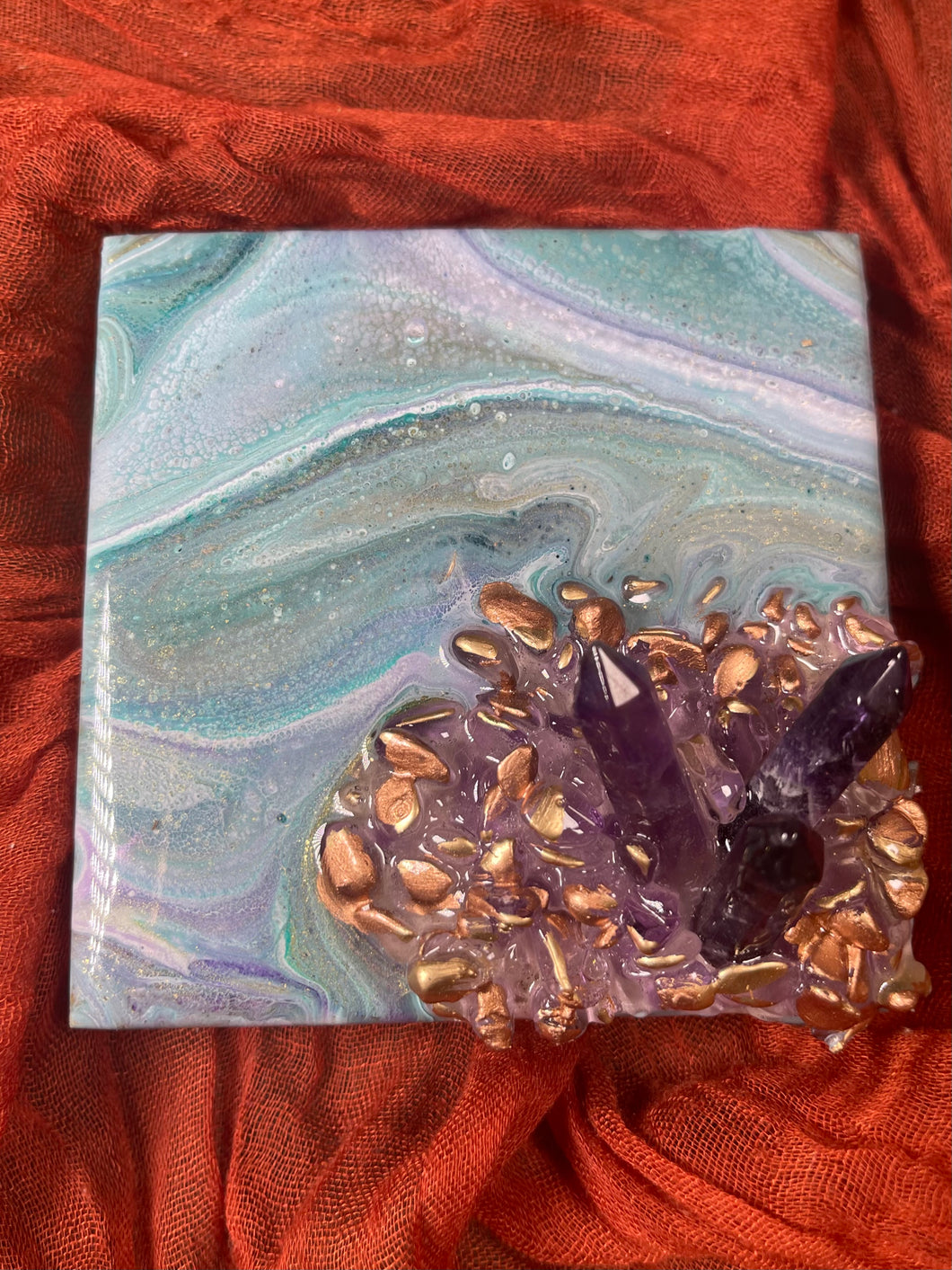 Turquoise and Amethyst Marble Mini Wall Art