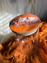 Load image into Gallery viewer, JOY Orange 🍊 Marble with Quartz Crystals 24 oz Glass Storage Jar with Lid

