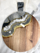 Load image into Gallery viewer, “Nola” Black Marble with Genuine Clear Quartz Serving Board
