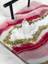 Load image into Gallery viewer, “Rosa” Pink Agate Inspired Tray with Genuine Clear Quartz
