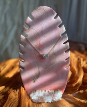 Load image into Gallery viewer, LOVE Pink Marble Necklace Tower with Quartz Crystals
