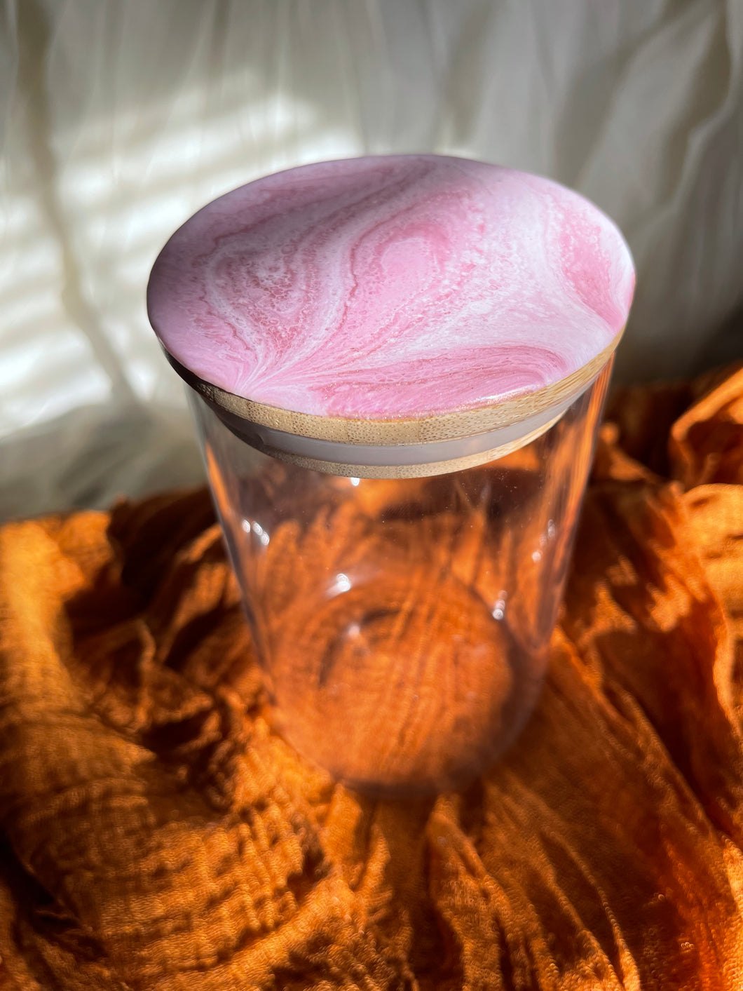 LOVE Pink Marble 24 oz Glass Storage Jar with Lid