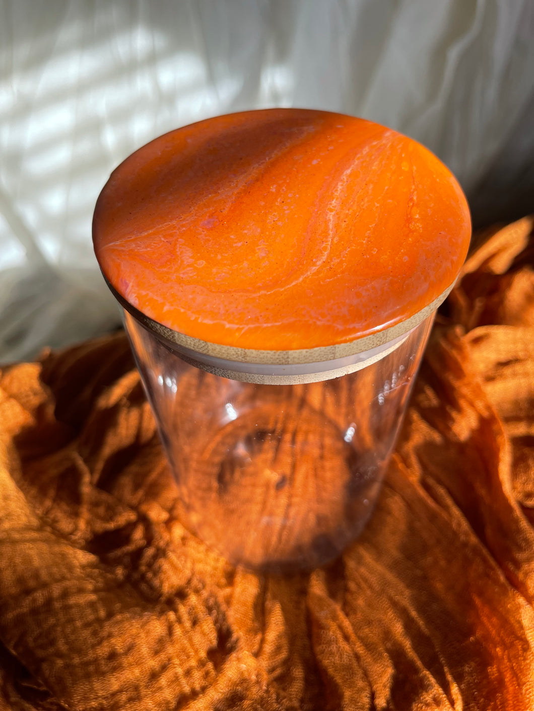 JOY Orange 🍊 Marble 24 oz Glass Storage Jar with Lid