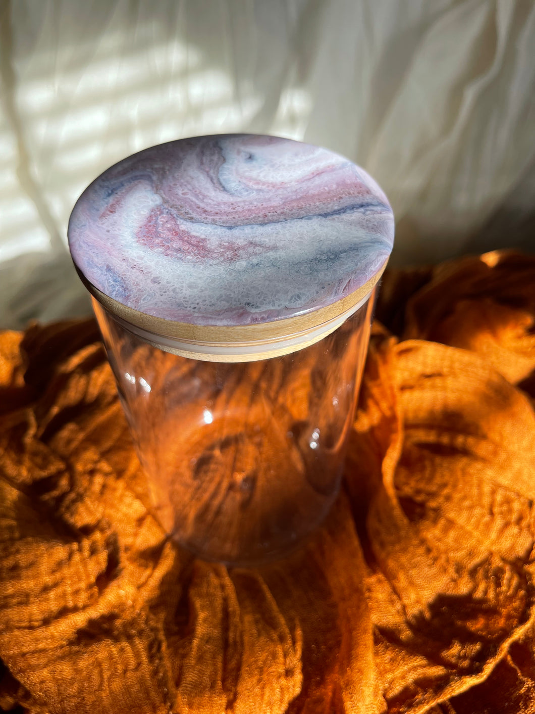 LOVE Purple Marble 24 oz Glass Storage Jar with Lid