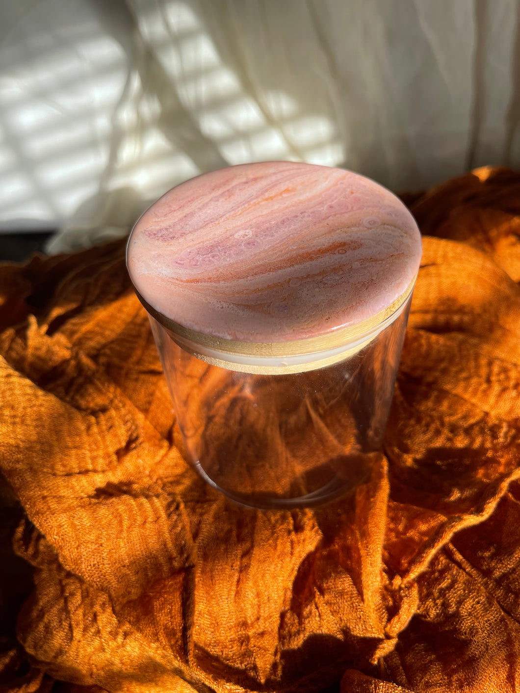JOY Peach 🍑 Marble 14 oz Glass Storage Jars with Lid