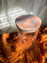 Load image into Gallery viewer, JOY Orange 🍊 &amp; Purple Marble 24 oz Glass Storage Jar with Lid

