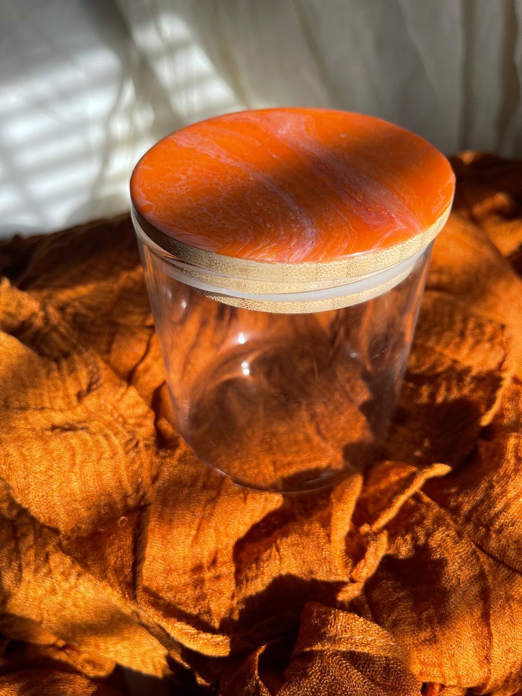 JOY Orange 🍊 Marble 14 oz Glass Storage Jars with Lid
