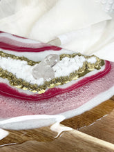 Load image into Gallery viewer, “Rosa” Pink Agate Inspired Tray with Genuine Clear Quartz
