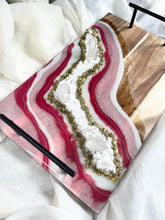 Load image into Gallery viewer, “Rosa” Pink Agate Inspired Tray with Genuine Clear Quartz
